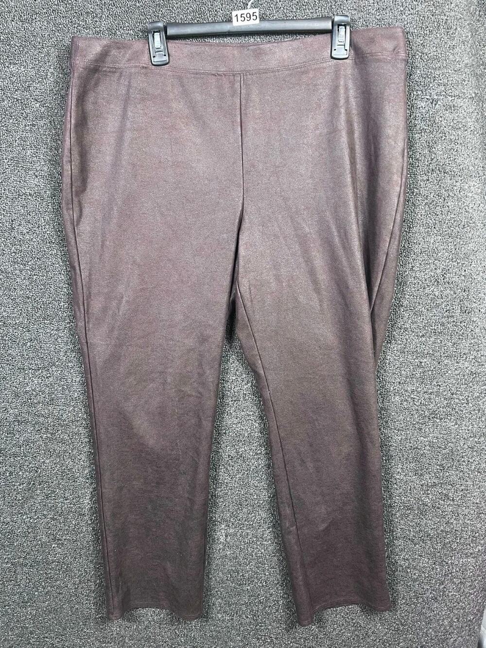 Chico's Knit Faux Suede Leggings Pants Womens size 3 US 16 Brown Slim Stretch